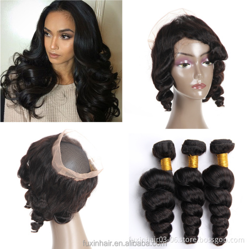 10a Unprocessed Wholesale Virgin Malaysian Hair 360 Lace Frontal Closure With Bundles Cheap Human Hair Wigs With 360 Closure
